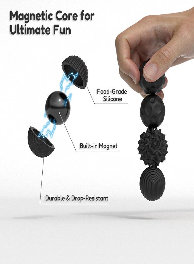 Azooken Large Magnetic Sensory Fidget Ball Toy, 8Pcs Silicone Sensory Stress Relief Toys for Adults, Teens with Autism, ADHD, Anxiety, Stocking Stuffers for Women Men Teen Gift (Black, Large) - Image 3